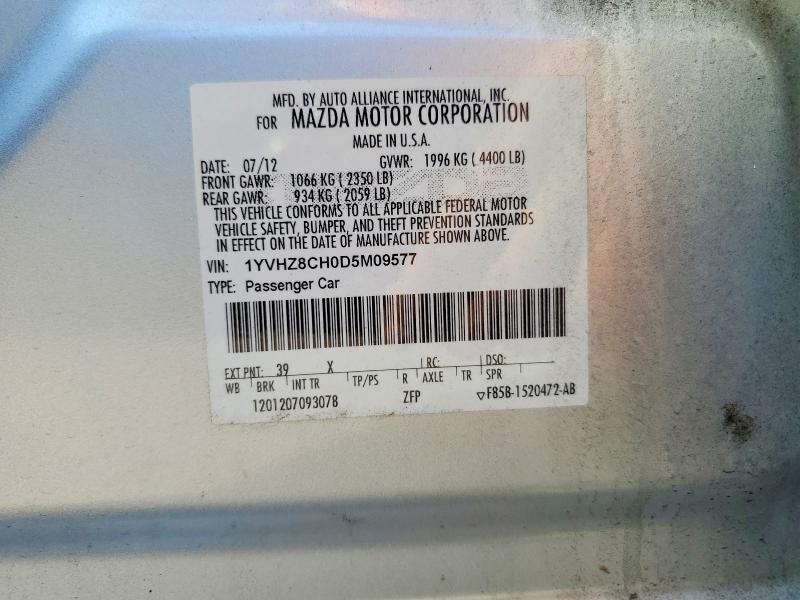 2013 Mazda 6 მანქანა იყიდება აუქციონზე, vin: 1YVHZ8CH0D5M09577, აუქციონის ნომერი: 53732326