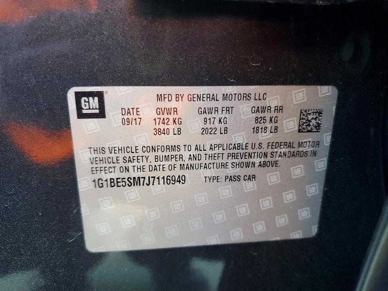 53784756 :رقم المزاد ، 1G1BE5SM7J7116949 vin ، 2018 Chevrolet Cruze مزاد بيع