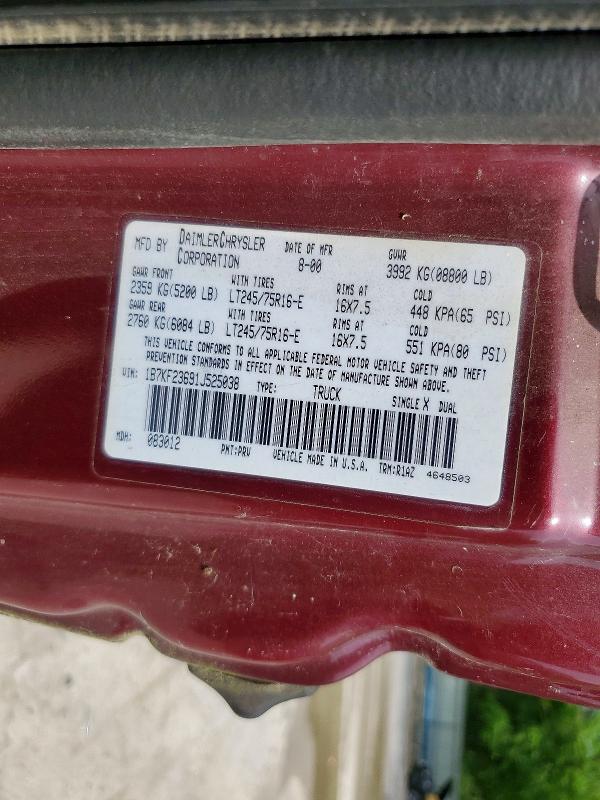 Продаж на аукціоні авто 2001 Dodge Ram 2500, vin: 1B7KF23691J525038, номер лоту: 54347236