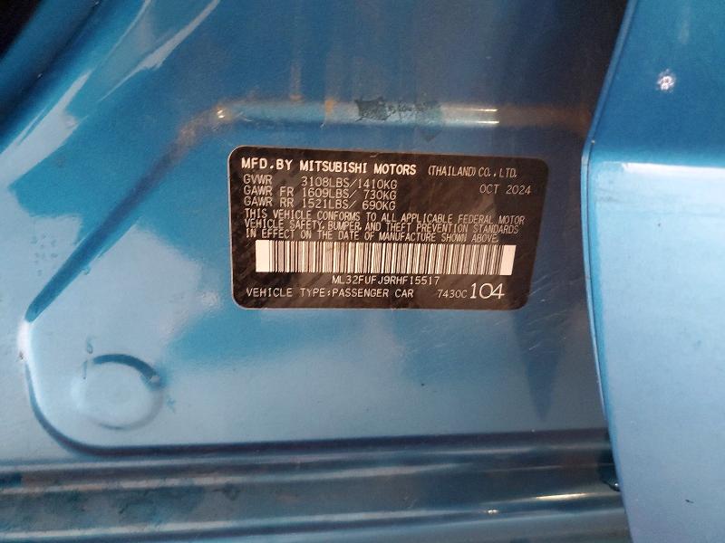 Aukcja sprzedaży 2024 Mitsubishi Mirage, vin: ML32FUFJ9RHF15517, numer aukcji: 52686936