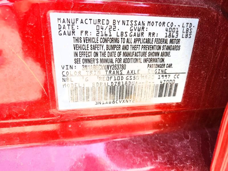 53068526 :رقم المزاد ، 3N1AB8CVXNY263780 vin ، 2022 Nissan Sentra مزاد بيع