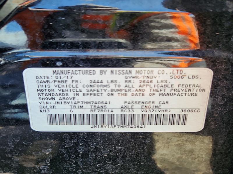 Продажа на аукционе авто 2017 Infiniti Q70, vin: JN1BY1AP7HM740641, номер лота: 52362256