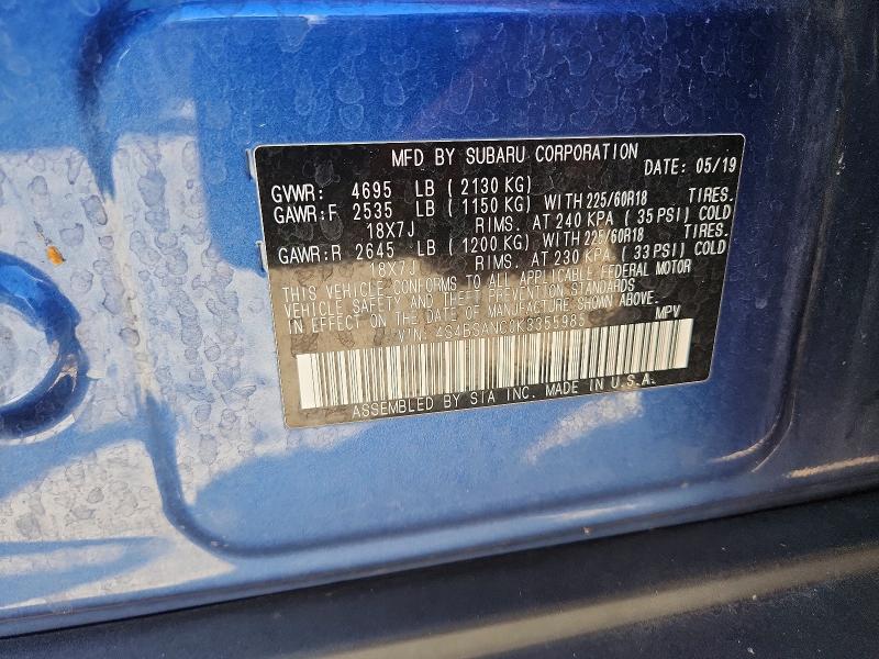 Продаж на аукціоні авто 2019 Subaru Outback, vin: 4S4BSANC0K3355985, номер лоту: 53301106