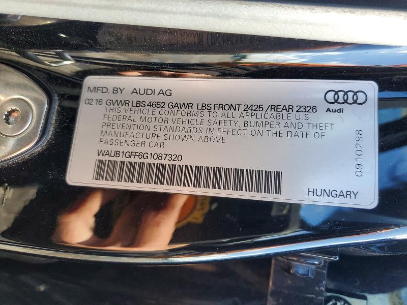 Продажа на аукционе авто 2016 Audi S3, vin: WAUB1GFF6G1087320, номер лота: 53025436