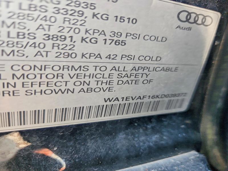 52102826 :رقم المزاد ، WA1EVAF16KD039372 vin ، 2019 Audi Q8 مزاد بيع