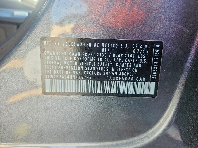 Aukcja sprzedaży 2017 Volkswagen Jetta, vin: 3VW2B7AJ4HM415735, numer aukcji: 53281576