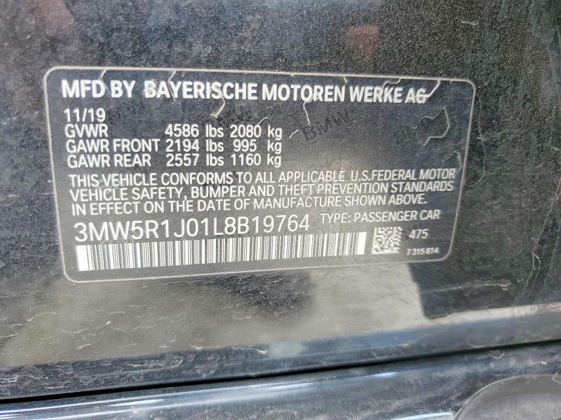 Aukcja sprzedaży 2020 Bmw 330i, vin: 3MW5R1J01L8B19764, numer aukcji: 52314246