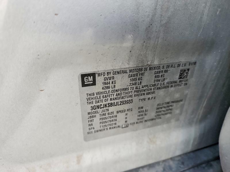 Продажа на аукционе авто 2018 Chevrolet Trax, vin: 3GNCJKSB0JL293933, номер лота: 51362916