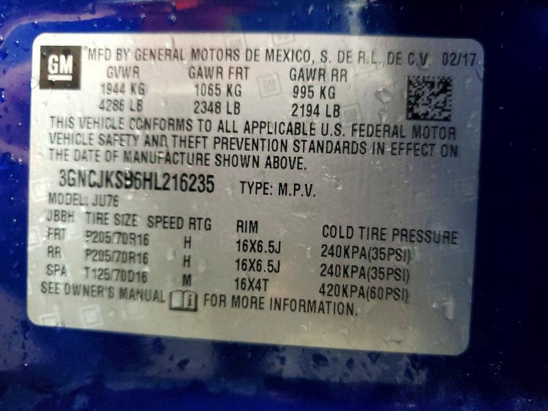 Продажа на аукционе авто 2017 Chevrolet Trax, vin: 3GNCJKSB6HL216235, номер лота: 54184646