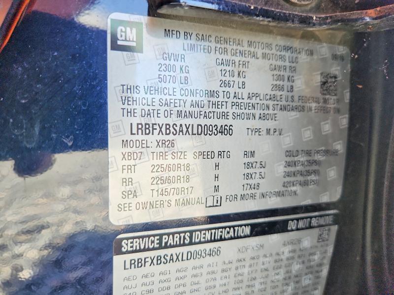 Aukcja sprzedaży 2020 Buick Envision, vin: LRBFXBSAXLD093466, numer aukcji: 54848286