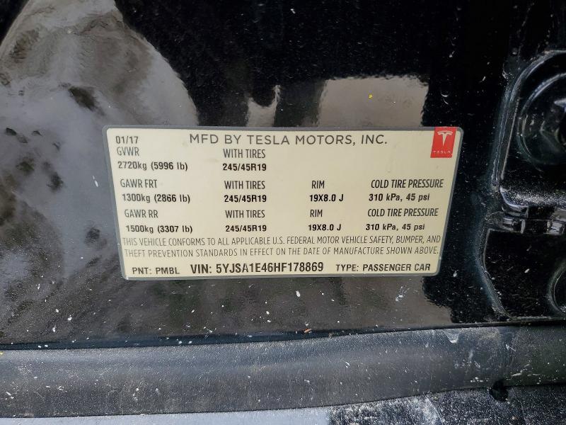Aukcja sprzedaży 2017 Tesla Model S, vin: 5YJSA1E46HF178869, numer aukcji: 52591346