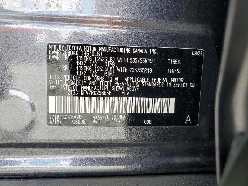 Продажа на аукционе авто 2024 Toyota Rav4, vin: 2T3C1RFV7RC296856, номер лота: 52353396