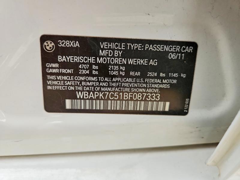 Продаж на аукціоні авто 2011 Bmw 328, vin: WBAPK7C51BF087333, номер лоту: 54269406