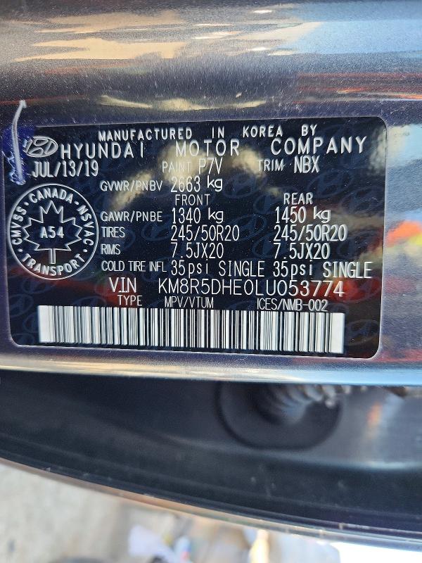 2020 Hyundai Palisade მანქანა იყიდება აუქციონზე, vin: KM8R5DHE0LU053774, აუქციონის ნომერი: 51453566