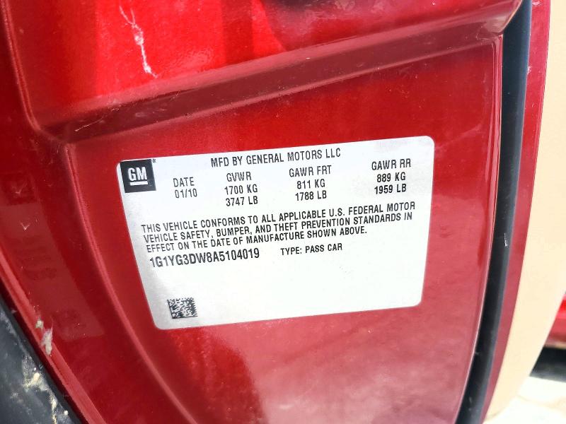 Aukcja sprzedaży 2010 Chevrolet Corvette, vin: 1G1YG3DW8A5104019, numer aukcji: 55184386