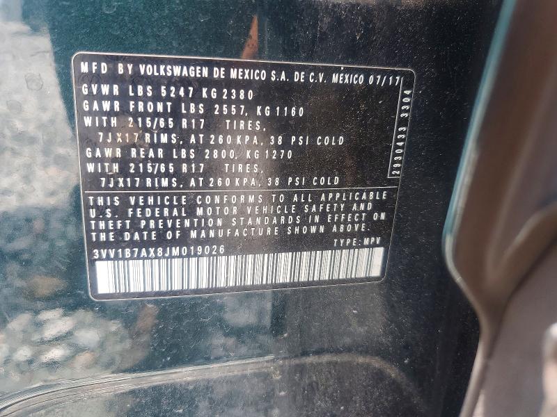Aukcja sprzedaży 2018 Volkswagen Tiguan, vin: 3VV1B7AX8JM019026, numer aukcji: 55142336