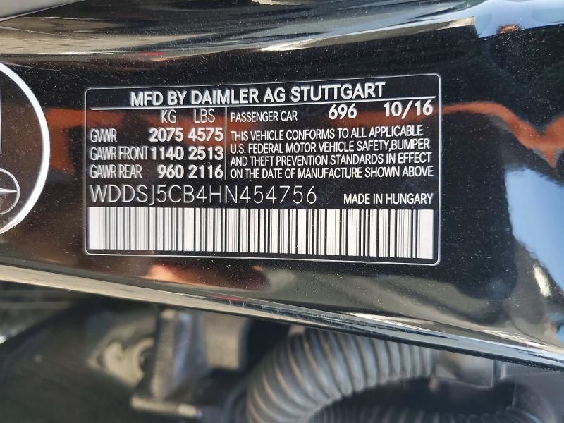 51676756 :رقم المزاد ، WDDSJ5CB4HN454756 vin ، 2017 Mercedes-benz Cla مزاد بيع