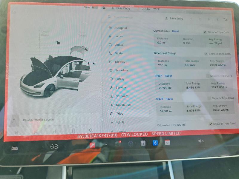 Продаж на аукціоні авто 2019 Tesla Model 3, vin: 5YJ3E1EA1KF417816, номер лоту: 53023496