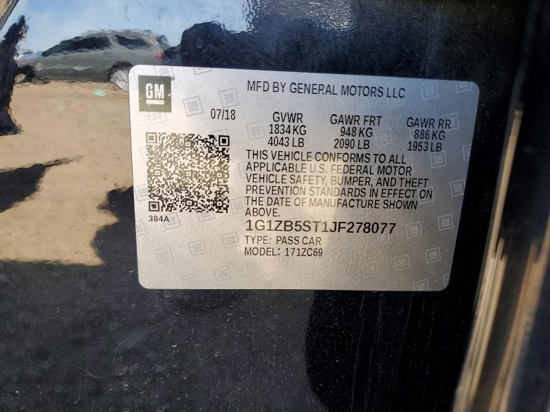 Продажа на аукционе авто 2018 Chevrolet Malibu, vin: 1G1ZB5ST1JF278077, номер лота: 54973456