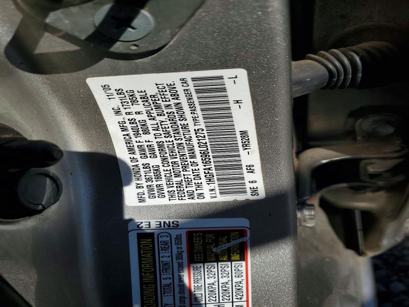 53670536 :رقم المزاد ، 1HGFA16596L021275 vin ، 2006 Honda Civic مزاد بيع
