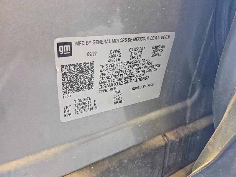 2023 Chevrolet Equinox მანქანა იყიდება აუქციონზე, vin: 3GNAXUEG0PL108667, აუქციონის ნომერი: 53050526