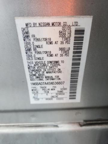 Aukcja sprzedaży 2005 Nissan Titan, vin: 1N6BA07A45N536607, numer aukcji: 55553886