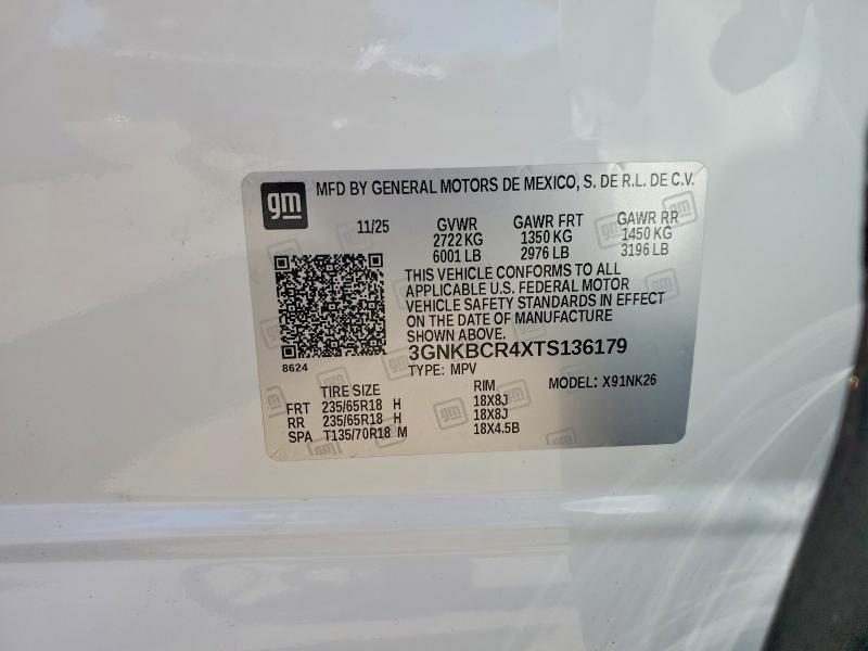53645096 :رقم المزاد ، 3GNKBCR4XTS136179 vin ، 2026 Chevrolet Blazer مزاد بيع