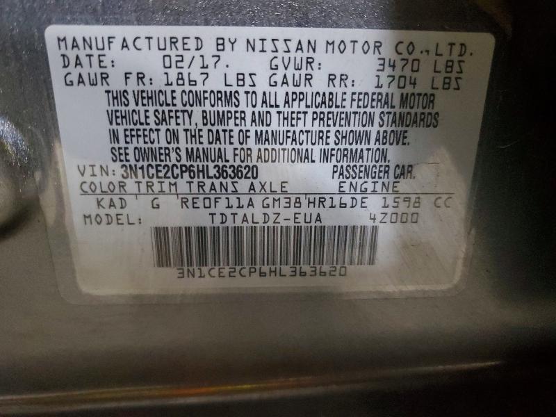 Продаж на аукціоні авто 2017 Nissan Versa Note, vin: 3N1CE2CP6HL363620, номер лоту: 52223656