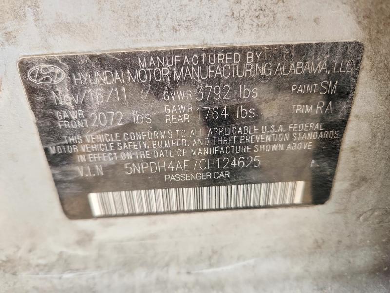 Продажа на аукционе авто 2012 Hyundai Elantra, vin: 5NPDH4AE7CH124625, номер лота: 52405156