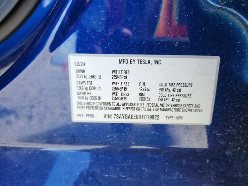 Aukcja sprzedaży 2024 Tesla Model Y, vin: 7SAYGAEE0RF019822, numer aukcji: 55022856