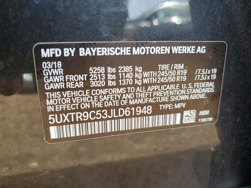 Aukcja sprzedaży 2018 Bmw X3, vin: 5UXTR9C53JLD61948, numer aukcji: 53416806