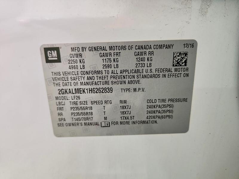 Продажа на аукционе авто 2017 Gmc Terrain, vin: 2GKALMEK1H6262839, номер лота: 55405086