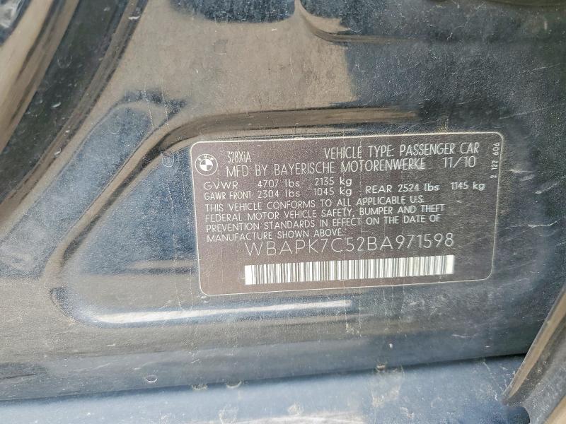 54236926 :رقم المزاد ، WBAPK7C52BA971598 vin ، 2011 Bmw 328 مزاد بيع