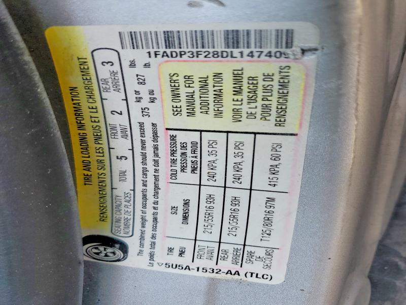 53901956 :رقم المزاد ، 1FADP3F28DL147409 vin ، 2013 Ford Focus مزاد بيع