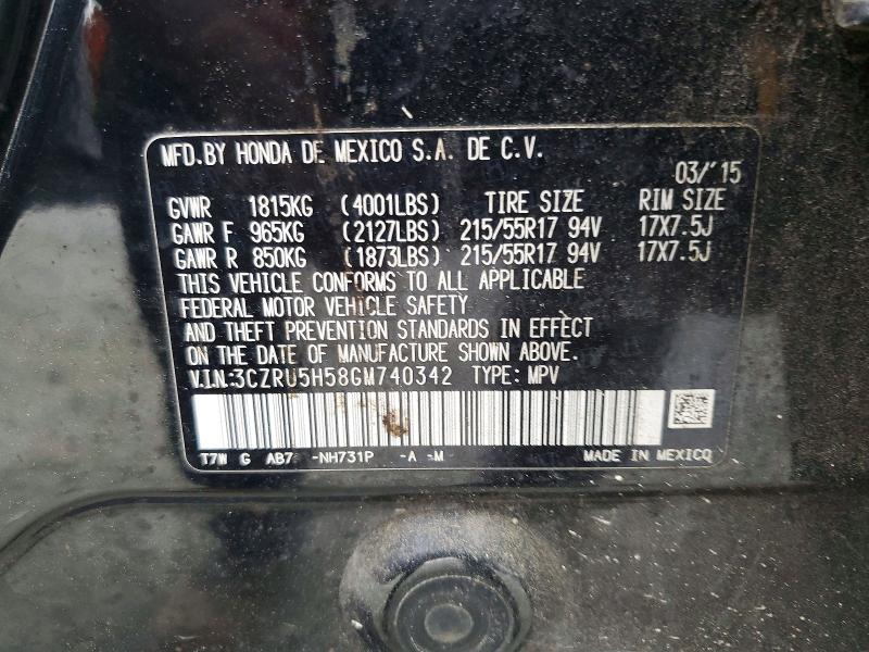 Auction sale of the 2016 Honda Hr-v, vin: 3CZRU5H58GM740342, lot number: 53099796