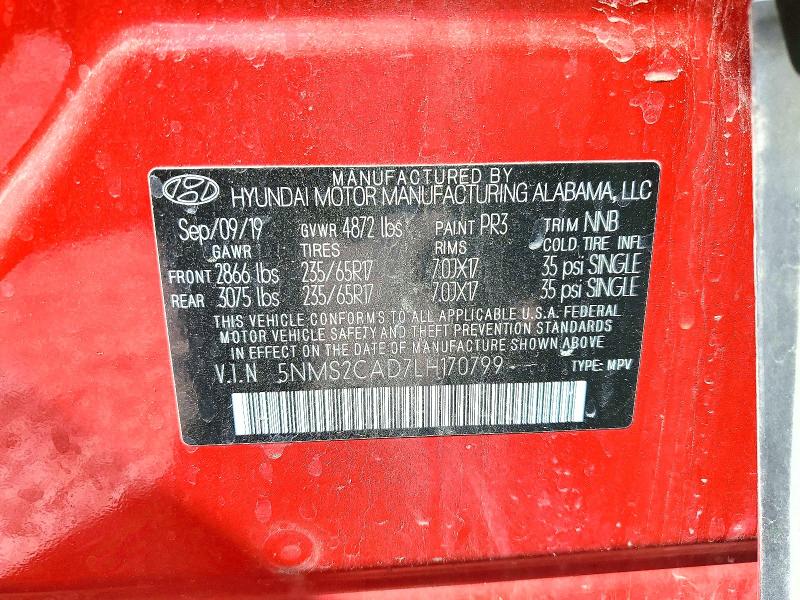 Продажа на аукционе авто 2020 Hyundai Santa Fe, vin: 5NMS2CAD7LH170799, номер лота: 53424266