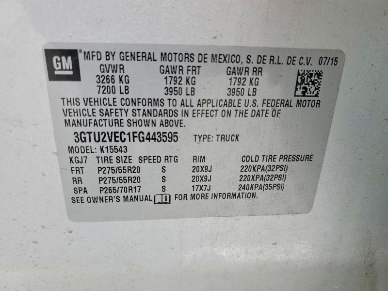 Продаж на аукціоні авто 2015 Gmc Sierra, vin: 3GTU2VEC1FG443595, номер лоту: 51686996