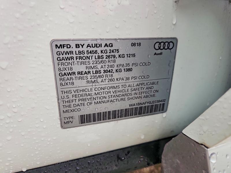 Aukcja sprzedaży 2018 Audi Q5, vin: WA1BNAFY0J2239402, numer aukcji: 50786146