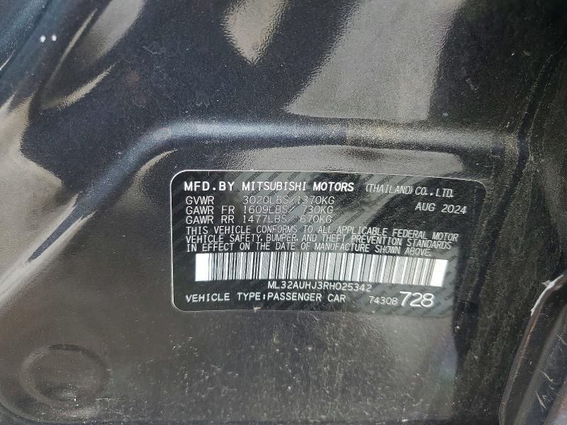 Продаж на аукціоні авто 2024 Mitsubishi Mirage, vin: ML32AUHJ3RH025342, номер лоту: 55038836
