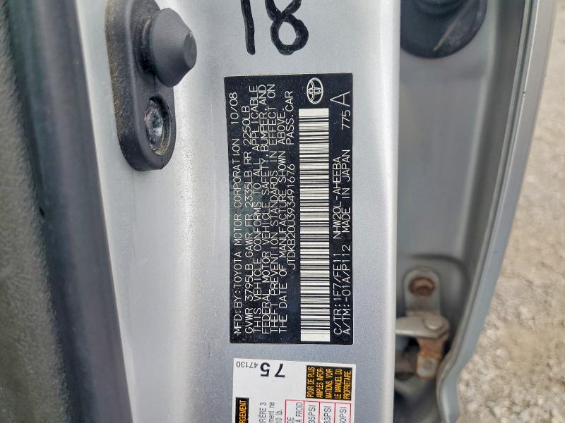 Продаж на аукціоні авто 2009 Toyota Prius, vin: JTDKB20U393491676, номер лоту: 54547526