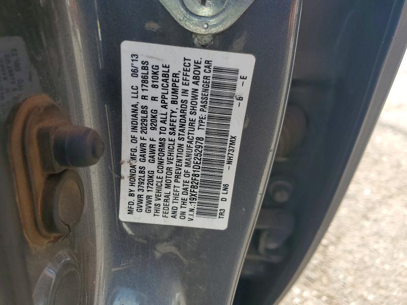 Продаж на аукціоні авто 2013 Honda Civic, vin: 19XFB2F81DE252978, номер лоту: 55338556