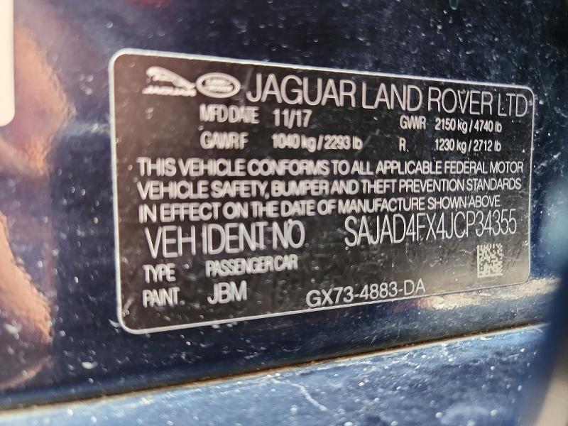Продажа на аукционе авто 2018 Jaguar Xe, vin: SAJAD4FX4JCP34355, номер лота: 54763596