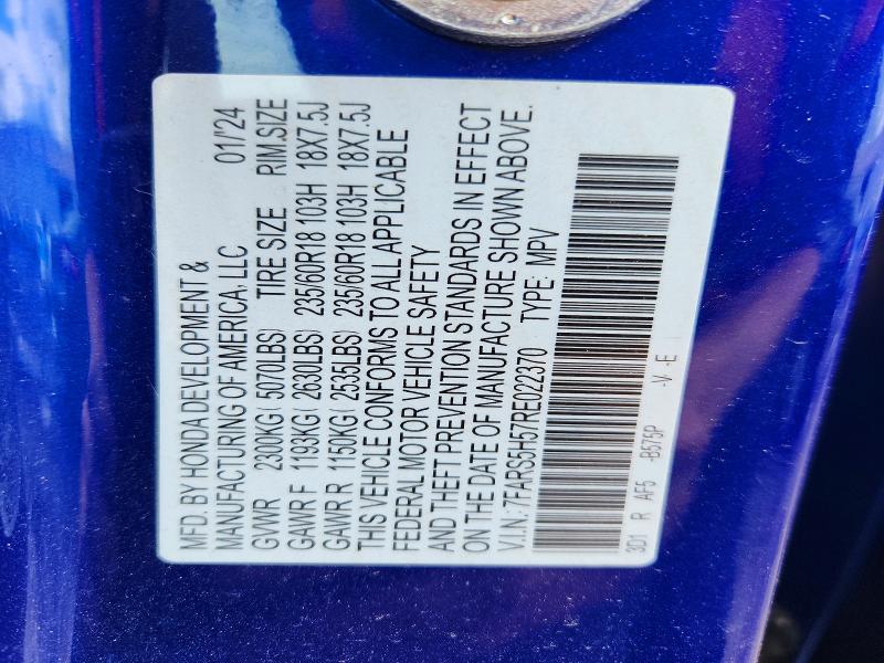 Aukcja sprzedaży 2024 Honda Cr-v, vin: 7FARS5H57RE022370, numer aukcji: 53631876