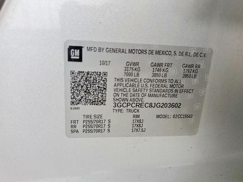 Продажа на аукционе авто 2018 Chevrolet Silverado, vin: 3GCPCREC8JG203602, номер лота: 53404256
