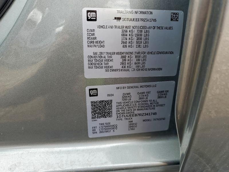 2024 Gmc Sierra მანქანა იყიდება აუქციონზე, vin: 1GTUUEE87RZ341745, აუქციონის ნომერი: 53795686