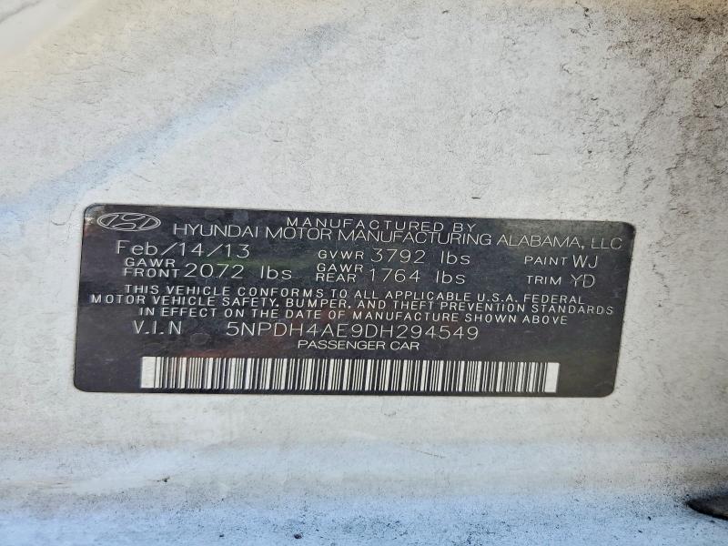 52561686 :رقم المزاد ، 5NPDH4AE9DH294549 vin ، 2013 Hyundai Elantra مزاد بيع