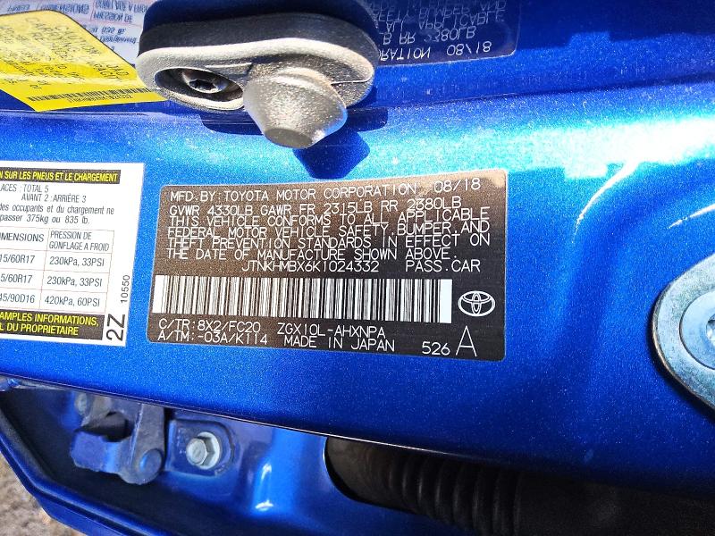 2019 Toyota C-hr მანქანა იყიდება აუქციონზე, vin: JTNKHMBX6K1024332, აუქციონის ნომერი: 52853456