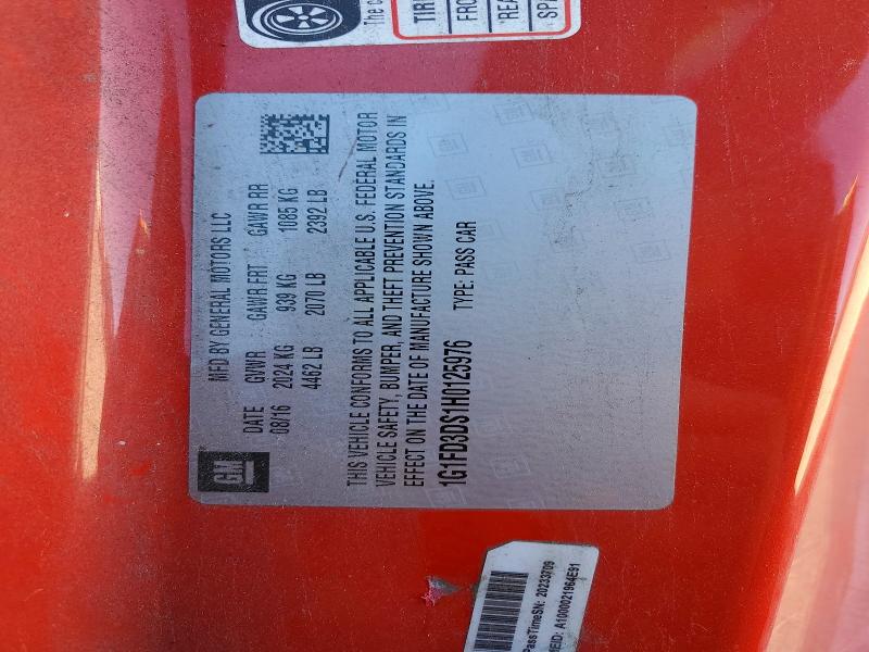 2017 Chevrolet Camaro მანქანა იყიდება აუქციონზე, vin: 1G1FD3DS1H0125976, აუქციონის ნომერი: 53700046