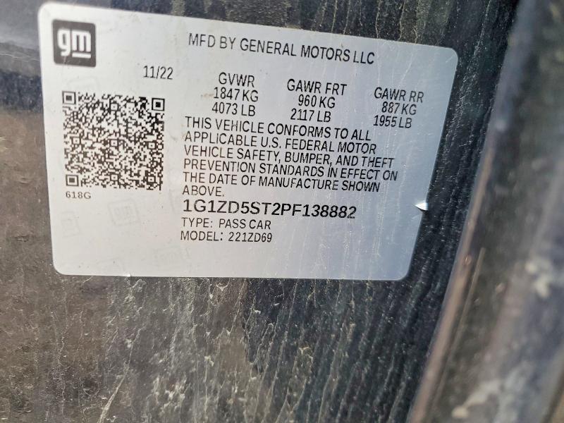 Aukcja sprzedaży 2023 Chevrolet Malibu, vin: 1G1ZD5ST2PF138882, numer aukcji: 53390686