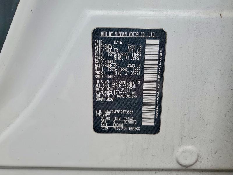 Aukcja sprzedaży 2015 Infiniti Qx80, vin: JN8AZ2NF5F9573567, numer aukcji: 53827926